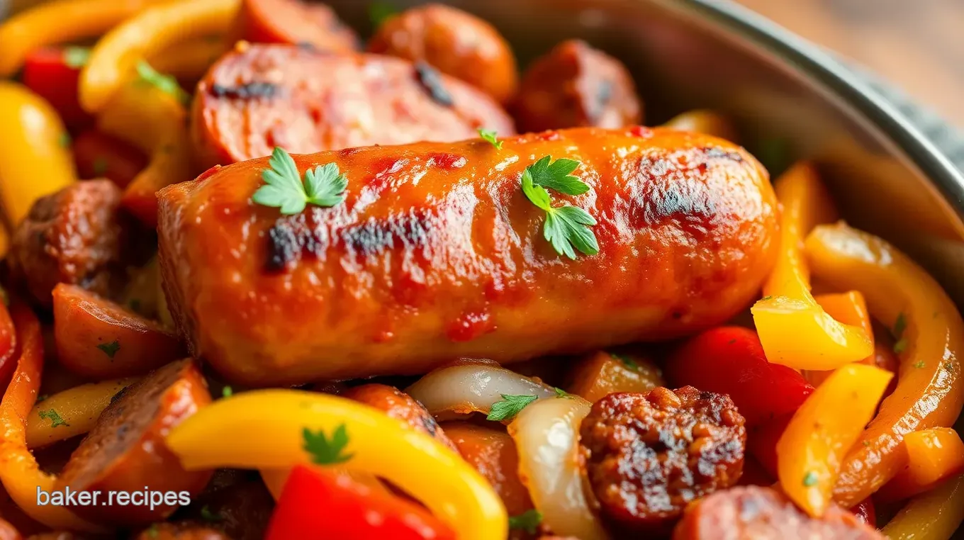 Baked Italian Sausage with Peppers and Onions