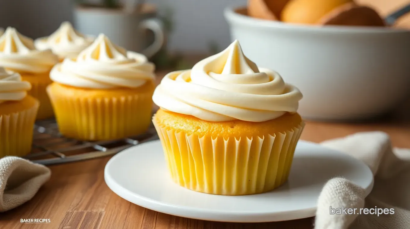 Moist Yellow Cupcakes with Milk Chocolate Frosting