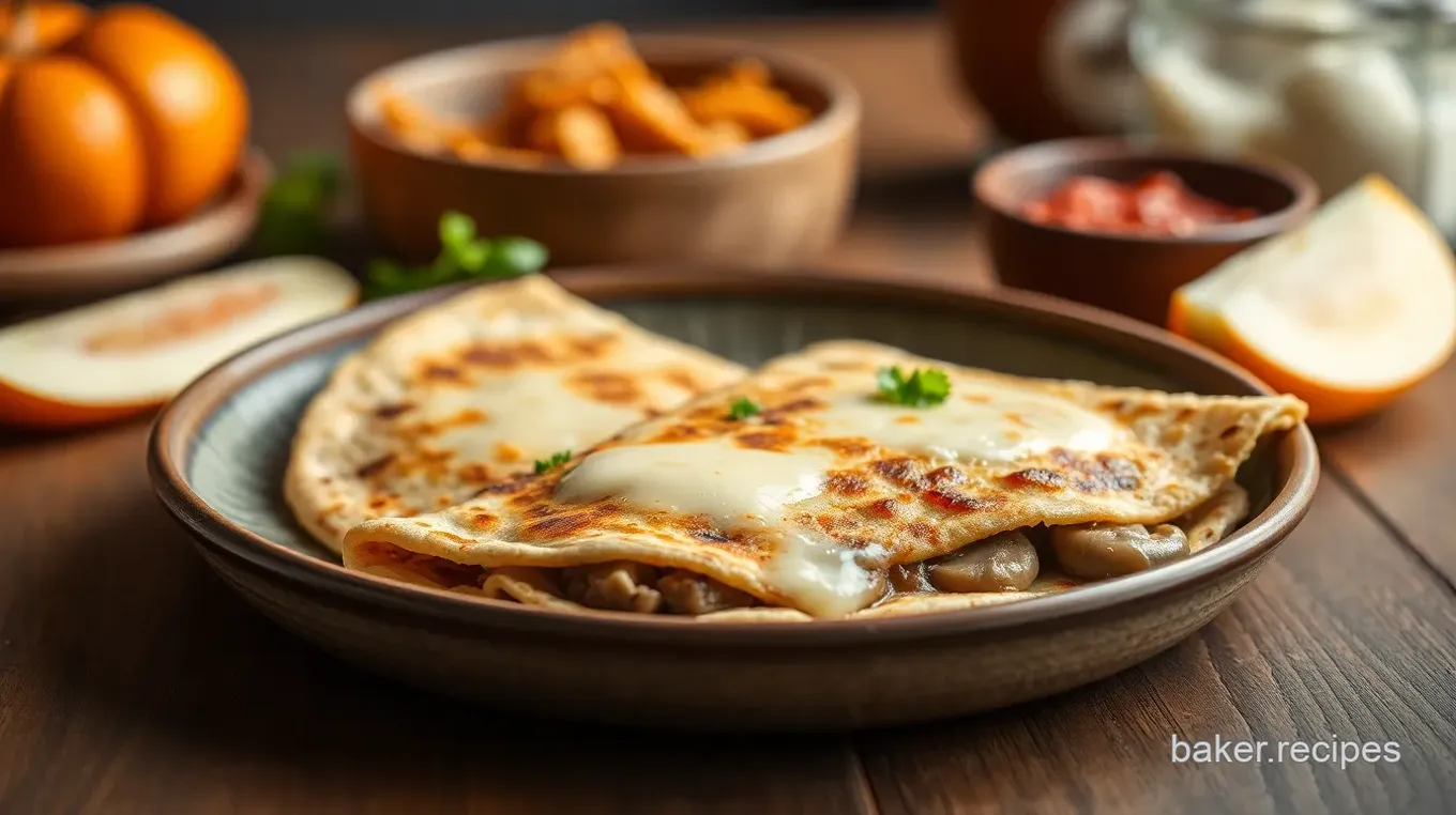 Cheesy Mushroom Kale Quesadillas Delight