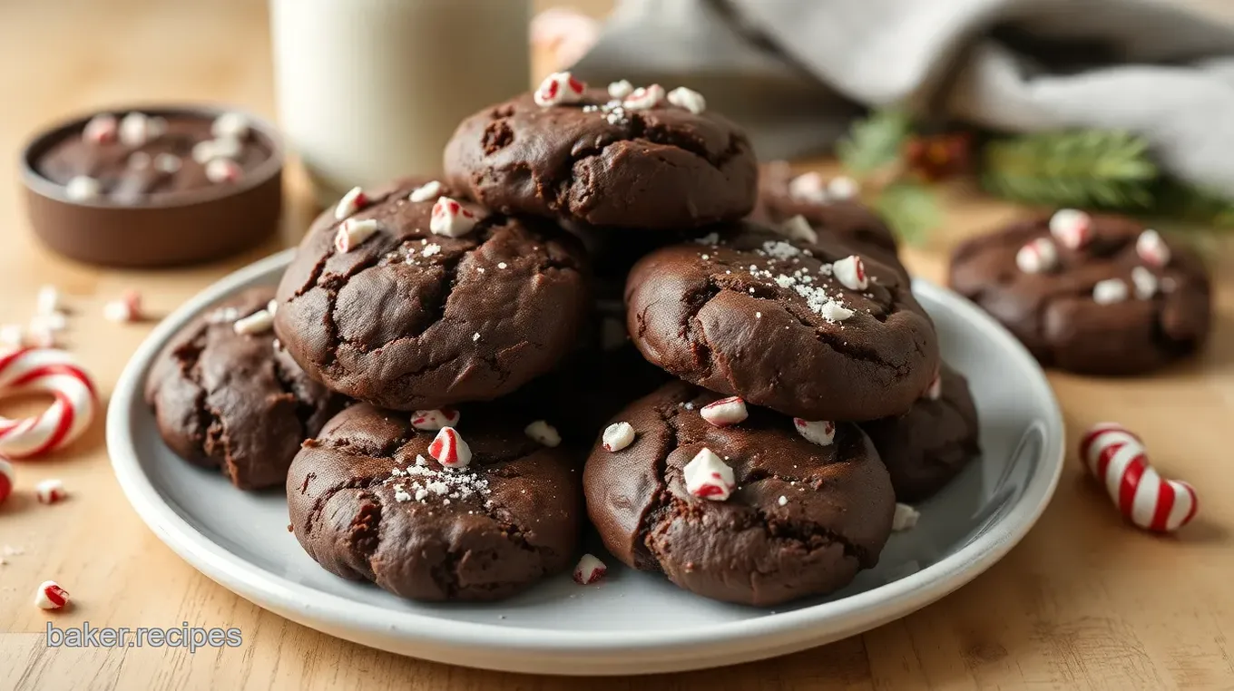 Chocolate Fudge Cookies with Candy Cane Cream