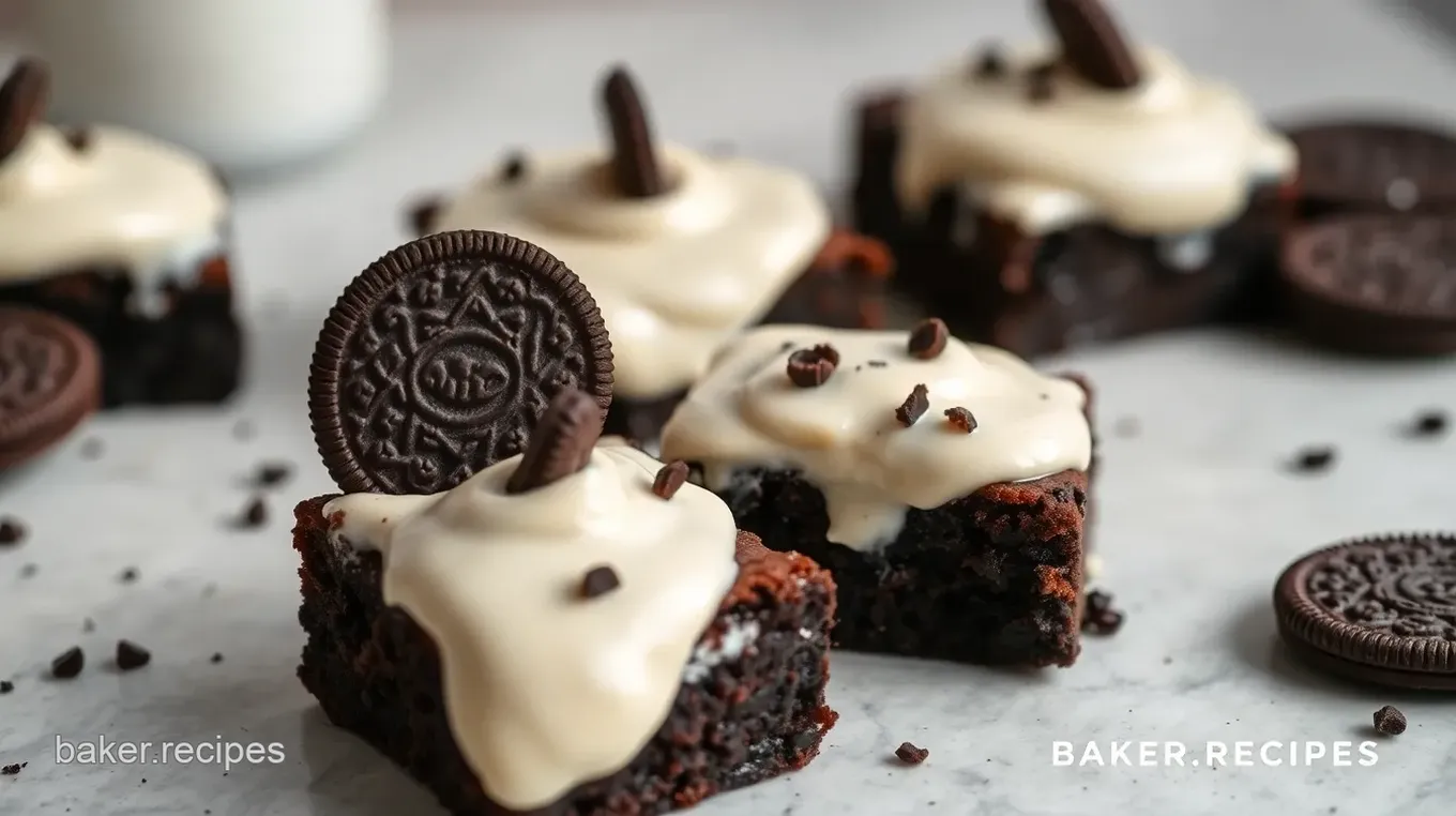 Decadent Bake Oreo Brownies with Creamy Topping