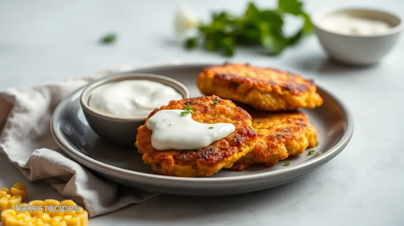 Crispy Corn Fritters with Greek Yogurt Sauce