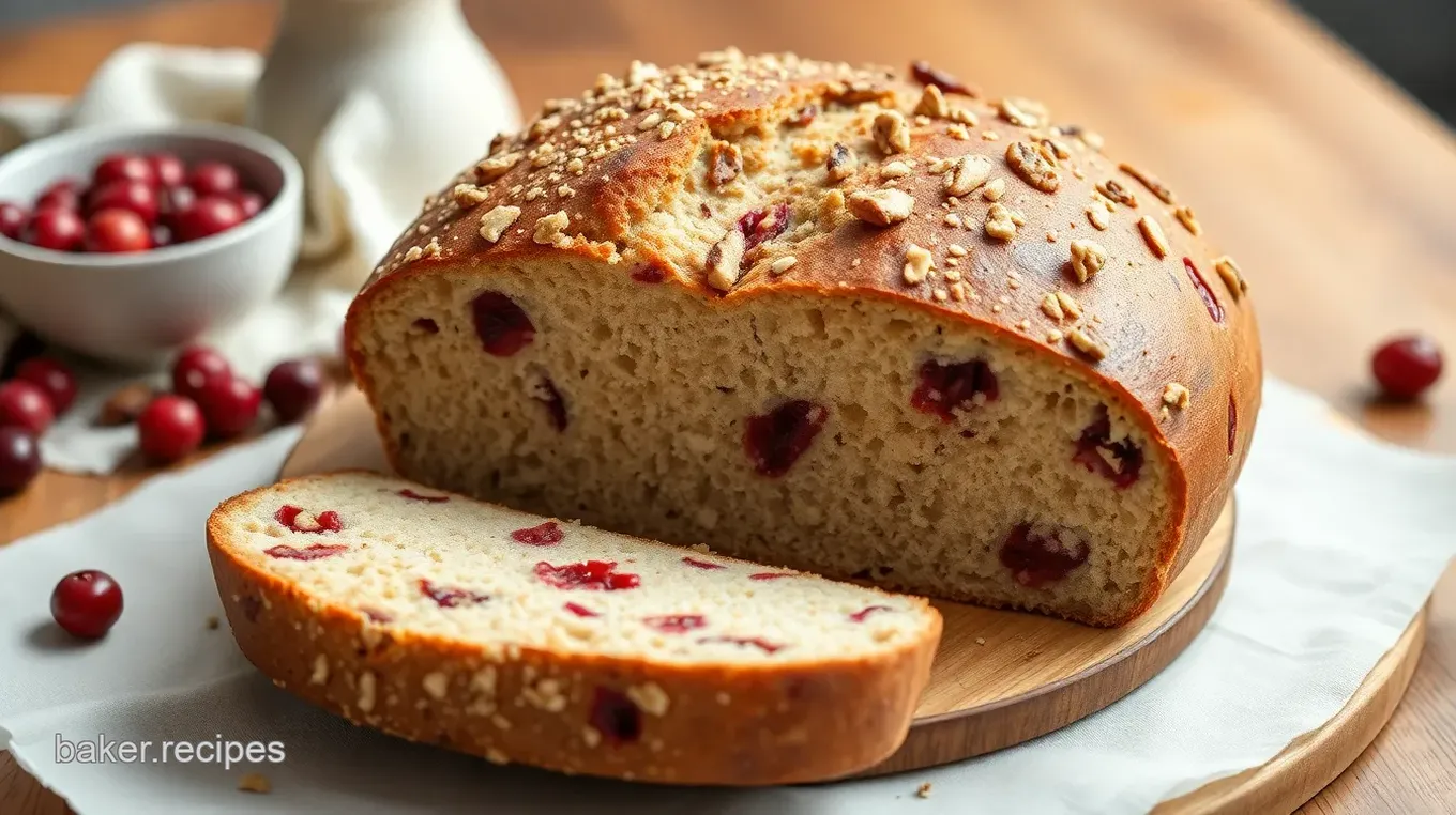 Crusty Cranberry Nut No Knead Bread