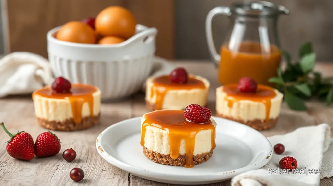 Decadent Mini Cheesecakes with Caramel Drizzle