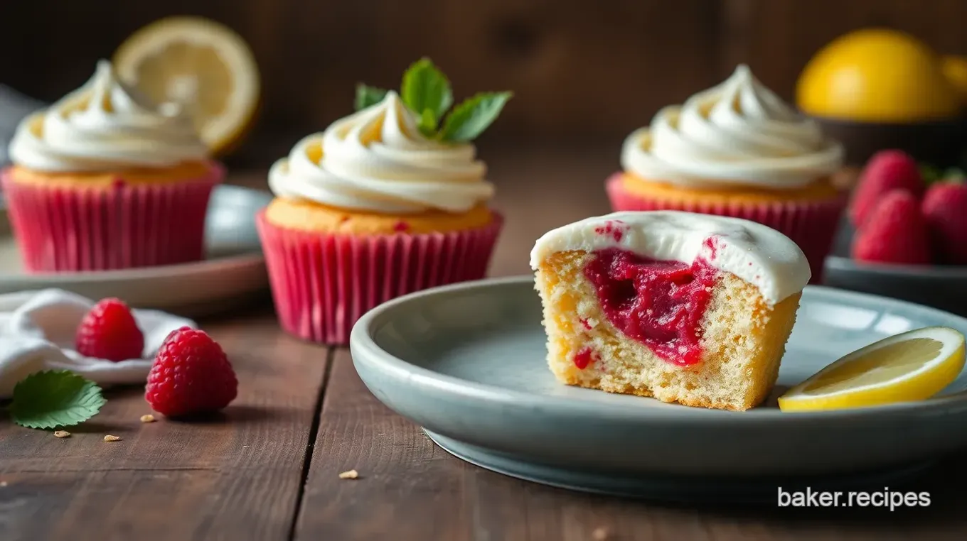 Delicious Lemon Raspberry Jam Cupcakes