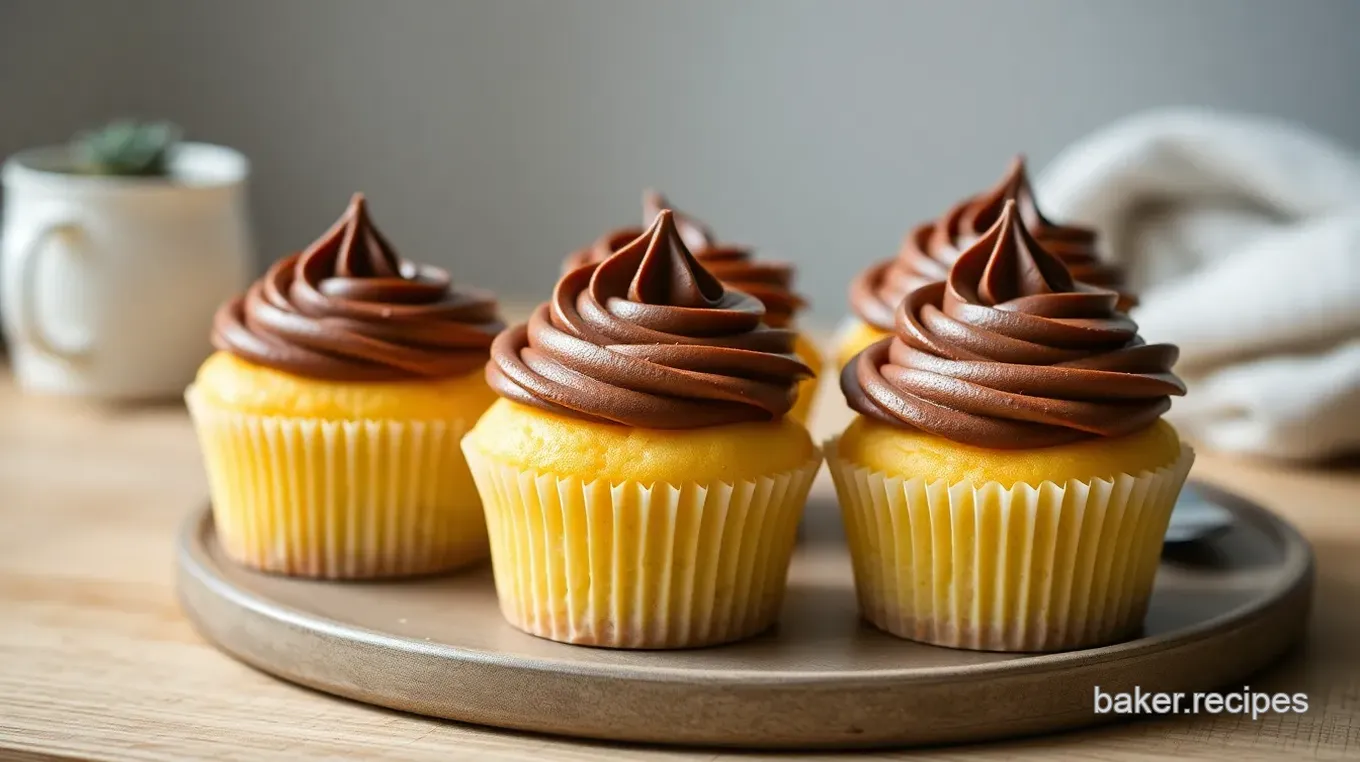 Delightful Yellow Cupcakes with Chocolate Frosting