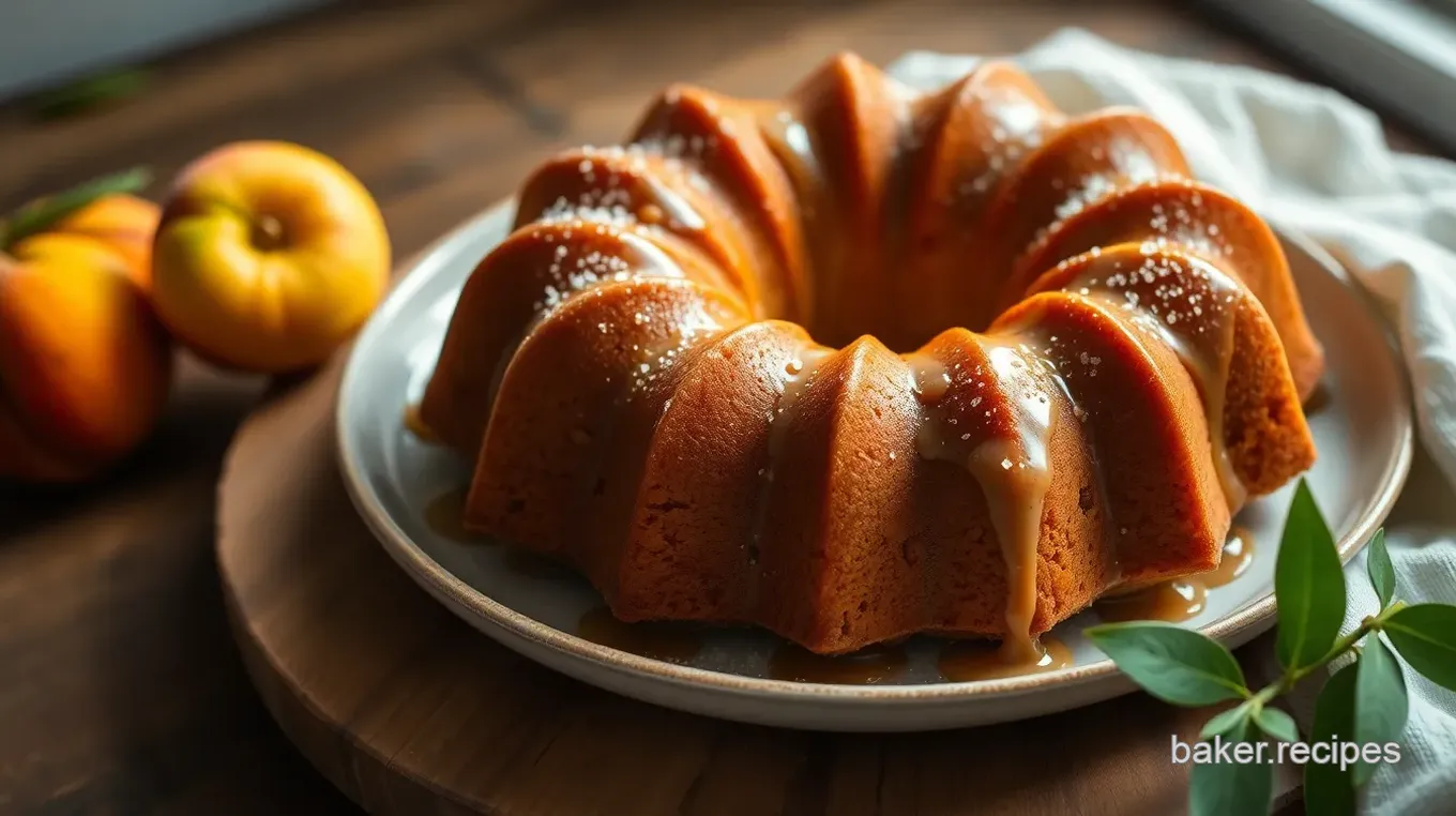 Peach Bundt Cake with Brown Butter Icing