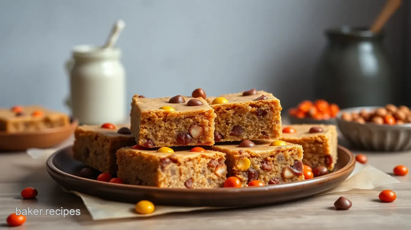 Peanut Butter Blondies with Reese's Pieces