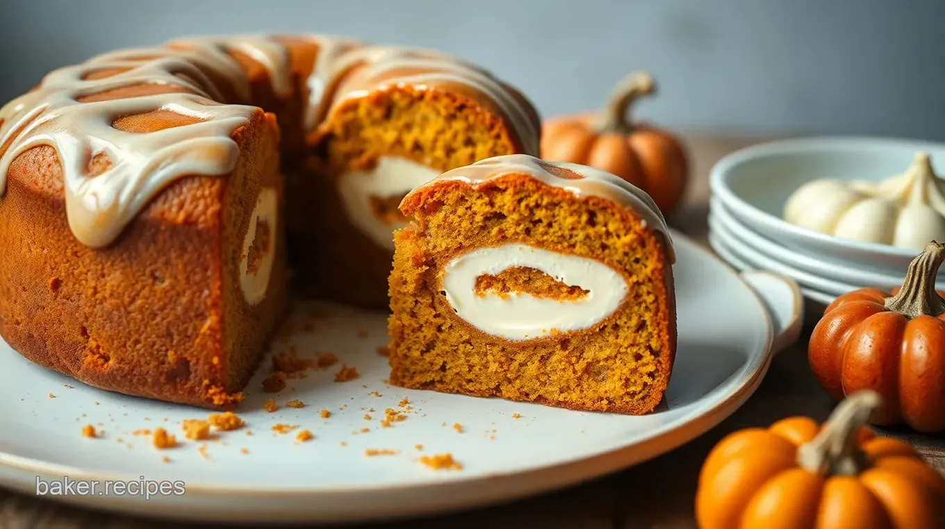 Heavenly Pumpkin Cake with Cream Cheese Swirl