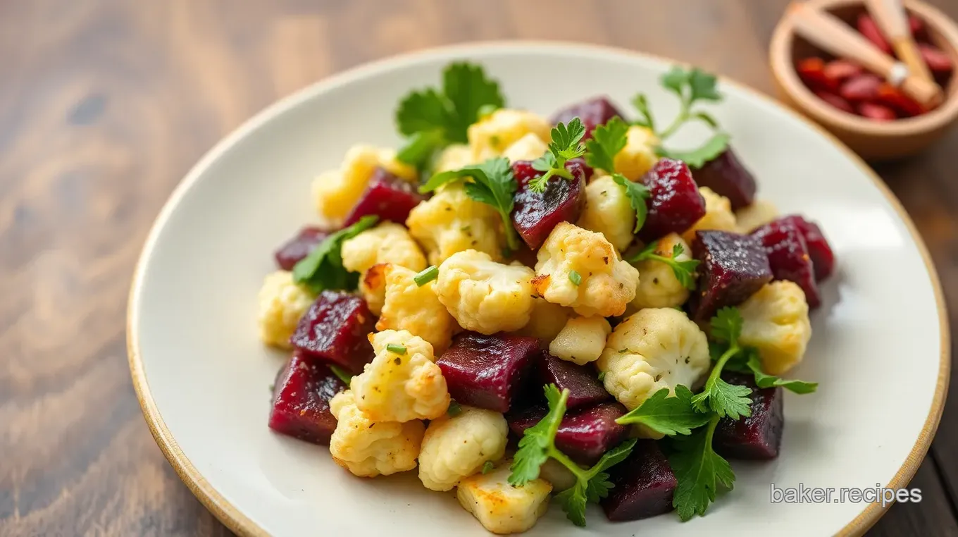 Roasted Cauliflower Beet Farro Salad