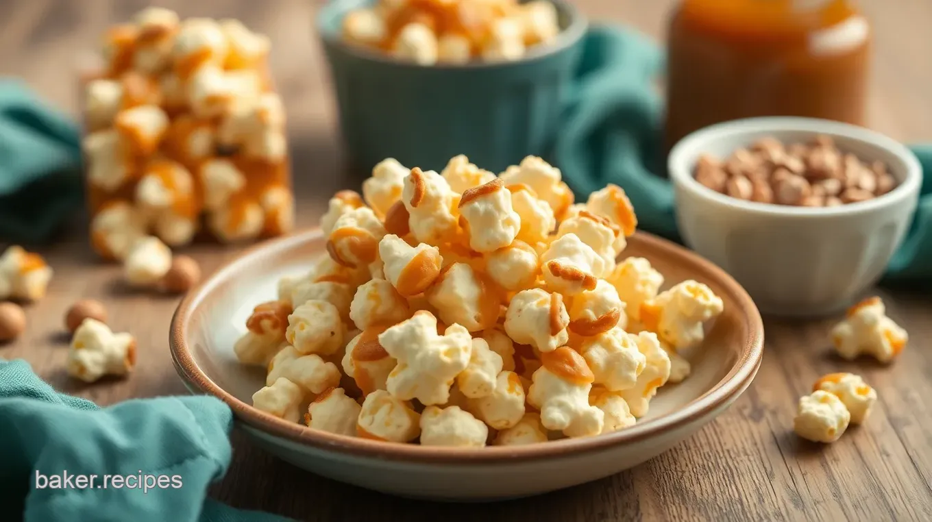 Sticky Peanut Butter Caramel Corn Delight