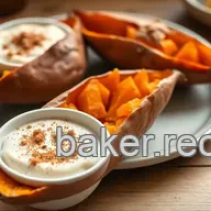 Bake Sweet Potatoes with Cinnamon Sugar Dip