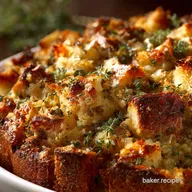 Buttery Herb Thanksgiving Stuffing Golden Crust Moist Center