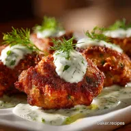 Quick Minced Chicken Fritters with Silky Creamy Dill Sauce