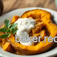 Easy Roasted Acorn Squash with Creamy Curry Coconut Sauce