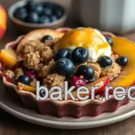 Deliciously Easy Bake Blueberry Peach Crisp with Brown Butter