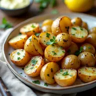 Garlic Herb Roasted Potatoes with Lemon Aioli Easy Potato Side Dish