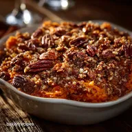 Healthier Sweet Potato Casserole with Crispy Pecan Crumble