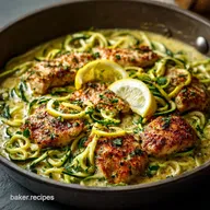 Creamy Lemon Keto Chicken and Zoodles Skillet OnePan 35 Mins