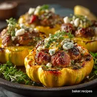 SunDrenched Sausage and Feta Stuffed Pattypan Squash Recipe