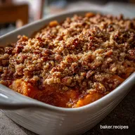 Sweet Potato Casserole with Crunchy Pecan Streusel