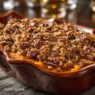 Sweet Potato Casserole with Crispy Pecan Streusel Topping