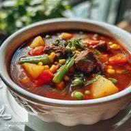 Vegetable Beef Soup: Slow Cooked
