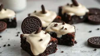 Bake Oreo Brownies with Creamy Topping