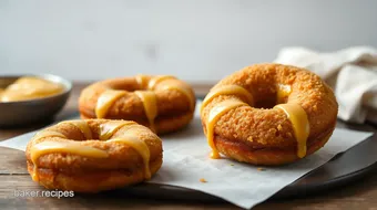 Fried Cheese Donuts with Honey Mustard Glaze