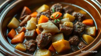 Easy Crockpot Meals: Savory Slow-Cooked Beef Stew with Root Vegetables recipe card