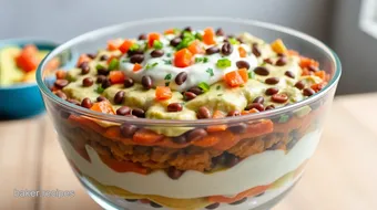 Seven Layer Dip in Trifle Dish: The Ultimate Party Appetizer! recipe card