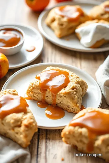 Apple Cinnamon Scones with Caramel presentation