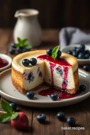 Blueberry Swirl Cheesecake presentation