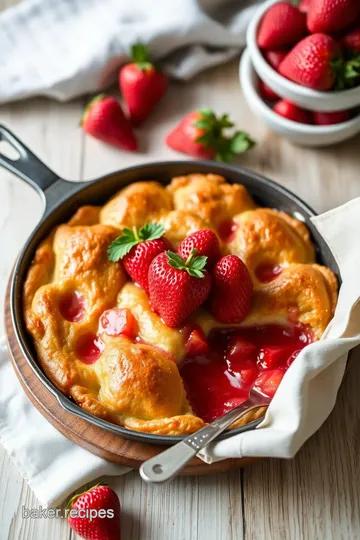 Bake Strawberry Dumpling Skillet Cake presentation