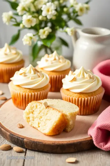 Bake Vanilla Almond Cupcakes with White Chocolate presentation