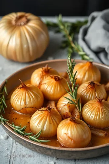 Whole Roasted Onions with Rosemary presentation