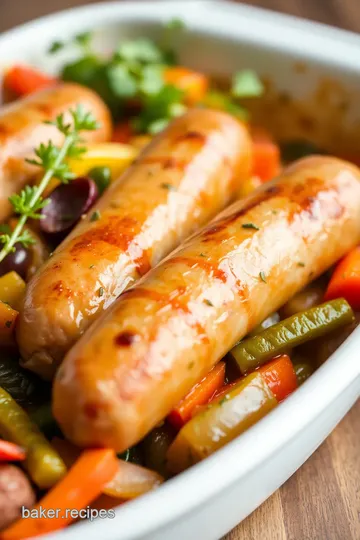 Baked Italian Sausage with Peppers and Onions presentation