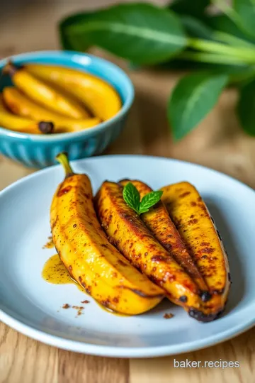 Baked Plantains with Cinnamon and Honey presentation