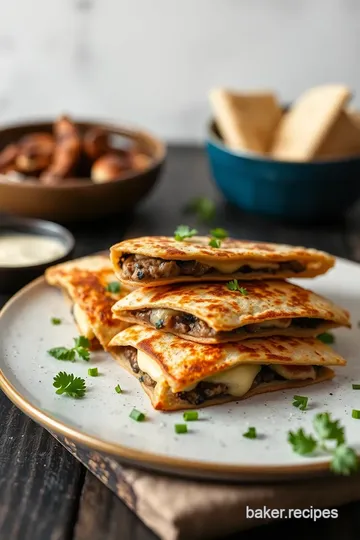 Cheesy Mushroom Kale Quesadillas Delight presentation