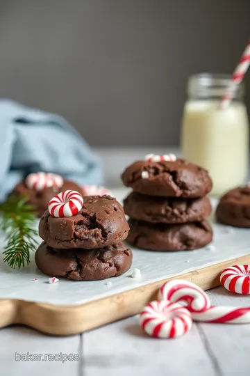 Chocolate Fudge Cookies with Candy Cane Cream presentation