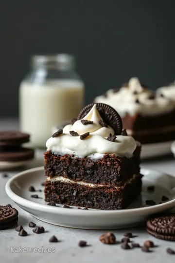 Decadent Bake Oreo Brownies with Creamy Topping presentation