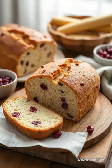 Crusty Cranberry Nut No Knead Bread presentation