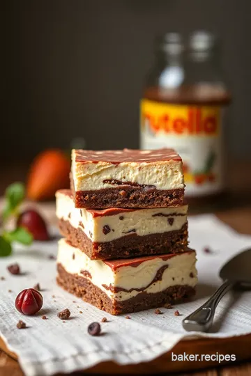 Decadent Nutella Swirl Cheesecake Bars presentation