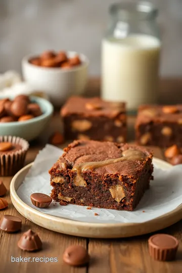 Decadent Peanut Butter Cup Brownies presentation