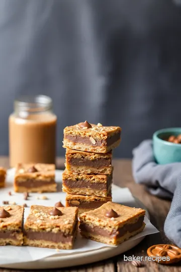 Decadent Peanut Butter Cup Pretzel Bars presentation