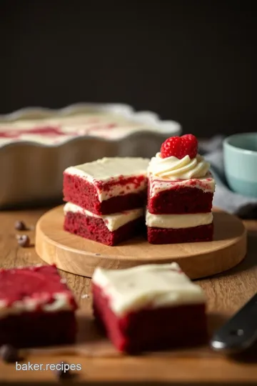 Decadent Red Velvet Cheesecake Brownies presentation