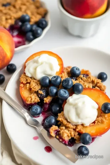 Delicious Brown Butter Blueberry Peach Crisp presentation