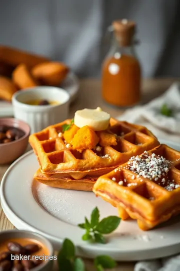 Delicious Vanilla Bean Sweet Potato Waffles presentation