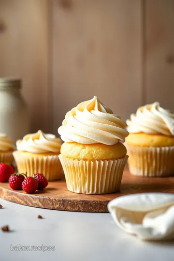 Delicious Vanilla Cupcakes with Frosting presentation