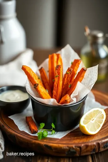 Deliciously Crispy Baked Sweet Potato Fries presentation